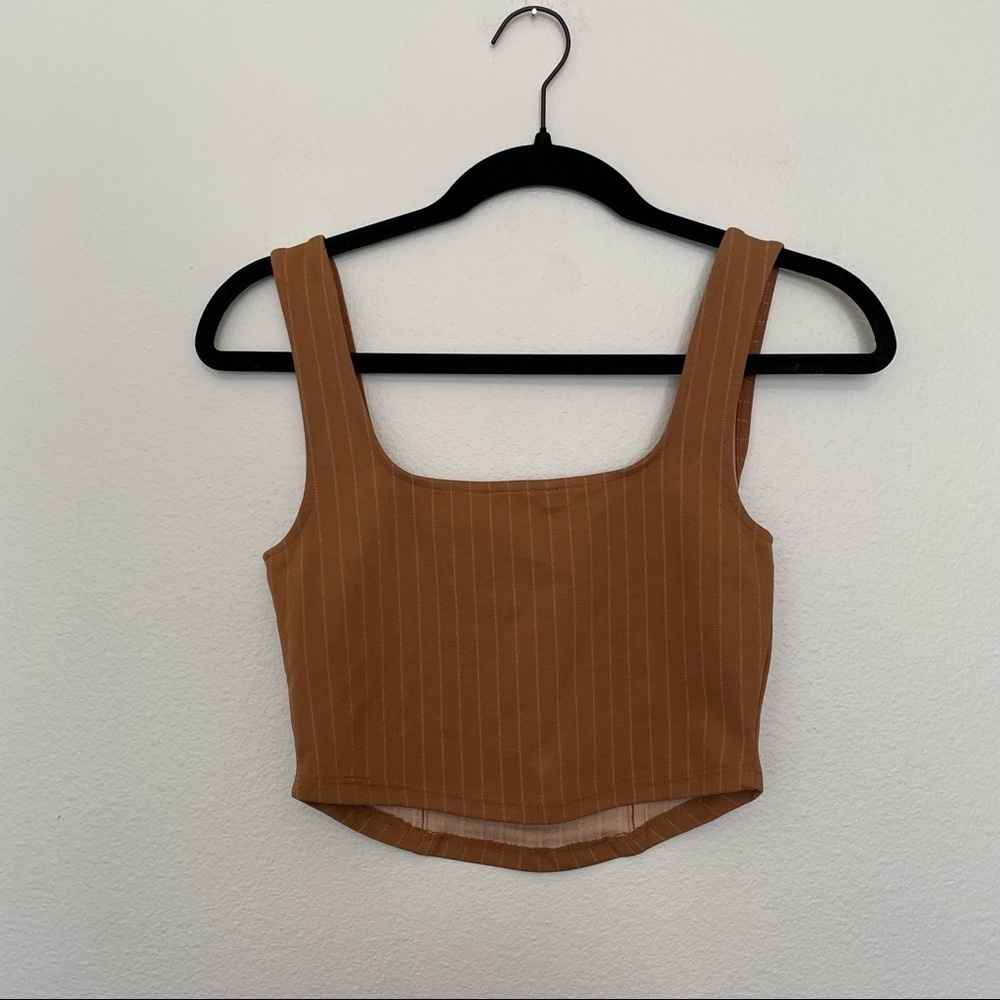 NWT forever21 knit striped crop top brown & white